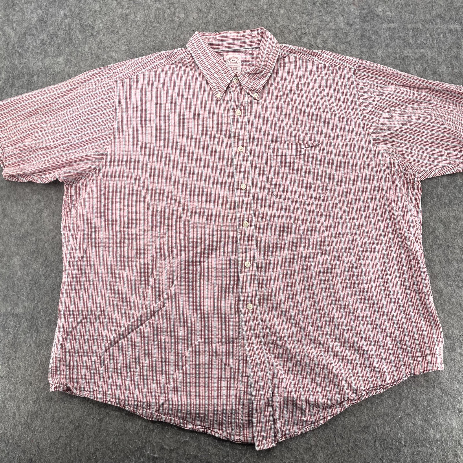 Brooks Brothers Shirt Mens XXL Red Seersucker Button Up Striped