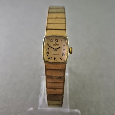 Damas Damen Uhr   Vergoldete Quarzarmbanduhr mit römischen Ziffern