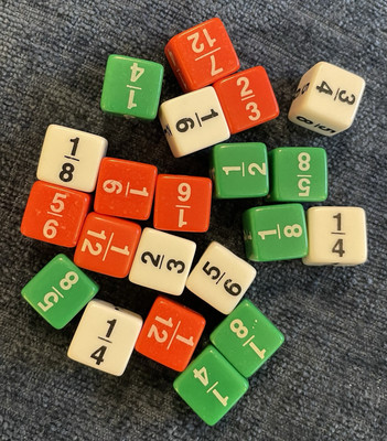  Lot of 21 Assorted Fraction Dice for Math Educational - Teacher Resource