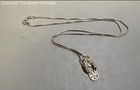 15" Silver Chain Flip Flop Pendant Necklace with Plumeria Details & White Stones — photo 2