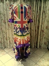 Panto Dame  Multi coloured  High Fronted, 50" chest,  Purple ribbon