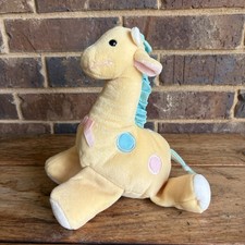 Eden Giraffe Plush Baby Yellow w Pink Blue Spots Yarn Tail Vtg Stuffed Animal