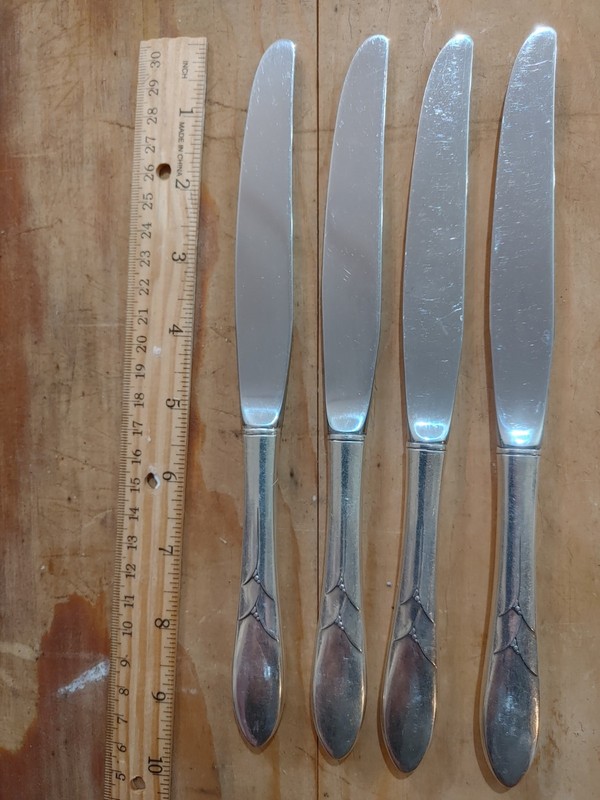 4 Vintage Oneida Community Plate Lady Hamilton Dinner Knives Silverplate 9.25”
