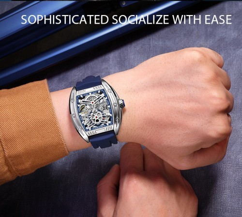 MEGIR Herren Wasserdicht Aushöhlen Skelett Uhrwerk Automatisch Mechanisch Uhr. - Bild 3 von 20