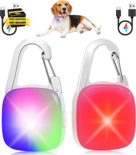 Dog Collar Light, 2 Pack Rechargeable Dog Light Clip On, 80LM Brightness 4 Color