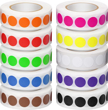 10000 Pieces 1/2 Inch round Color Coding Labels Roll Assorted Colored Dot Sticke
