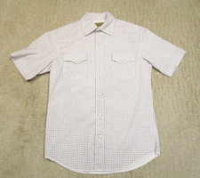 Wrangler Retro Shirt Men Small White Geometric Western Pearl Snap Long Sleeve
