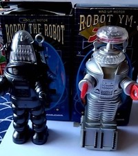 Vintage Tin Toy ROBBY THE ROBOT ROBOT YM-3 Robot Set of 2 with Box