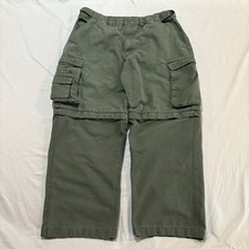 Boy Scouts Of America Uniform Convertible Cargo Pants Classic Size 36x27 Green