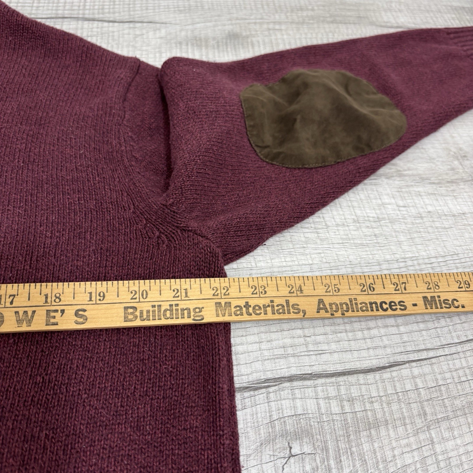Chaps Solid Maroon Elbow Padded Pullover Sweater … - image 8
