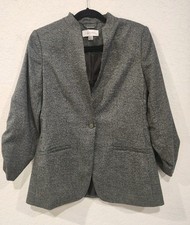 Calvin Klein Women  s Blazer   Gray Houndstooth Pattern   Size 8   1 Button...