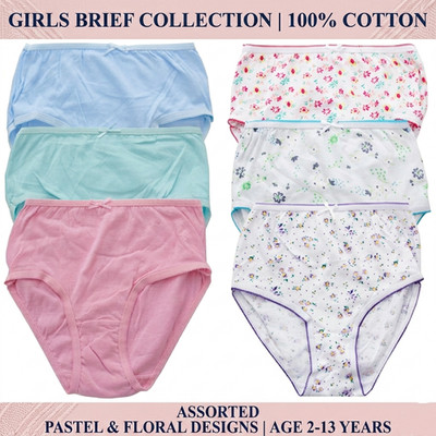 Mädchen Slips Unterwäsche Kinder Slips 100% Baumwolle 6er Pack Alter 2-13 Jahre