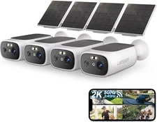 2K Solar Security Cameras Wireless Outdoor-2.4/5Ghz WiFi for White 