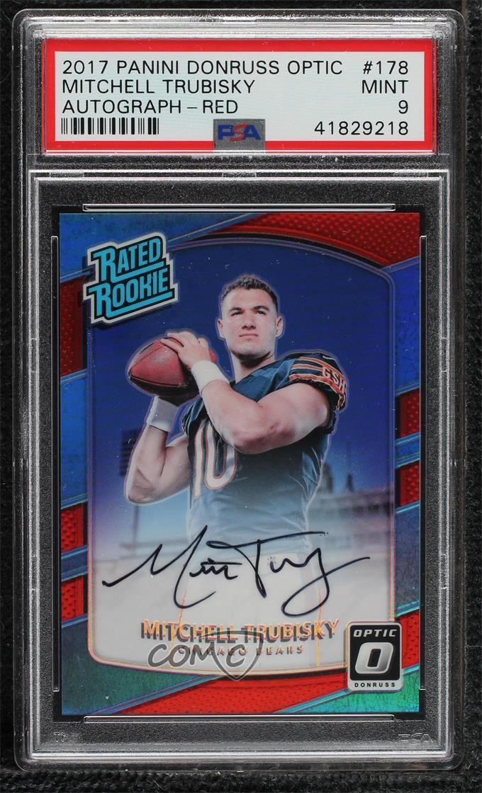 2017 Donruss Optic Rated Red 38/50 Mitchell Trubisky PSA 9 Rookie Auto RC o8g