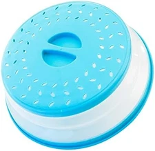 10.5" Collapsible Microwave Splatter Cover with Steam Vent Blue