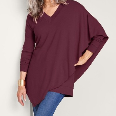 Soft Surroundings Madeline Tunic Sweater Layered Purple Windsor Wine Size 1X