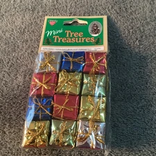 12 Pack of Miniature .1 -inch Holographic Foil Gift Boxes / Holiday Decorations