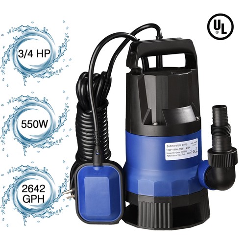 3/4 HP 2642GPH 550W Submersible Water Pump Swimming Pool Dirty Flood Clean Pond - Picture 5 of 11