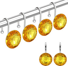 12PCS Stainless Steel Shower Curtain Hooks Rings for Bathroom, Rust Proof Metal