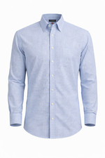 Chaps Men’s Dress Shirt 16.5 32/33 Reg. Fit Stretch Non Iron Blue Purple Plaid