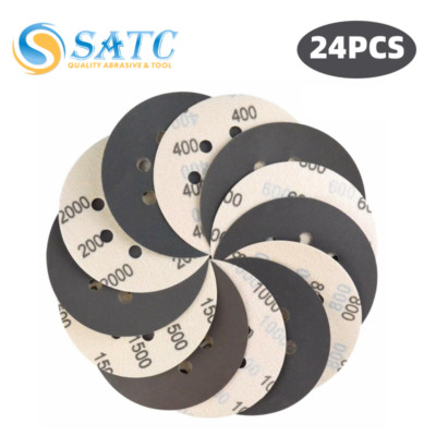 24x 5inch Hook Loop Sanding Discs 400-2000 Grit Orbital Sander Wet Dry Sandpaper