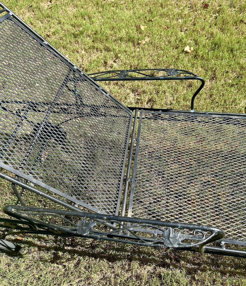 Vintage Woodard Style Wrought Iron Adjustable Garden Chaise Lounge