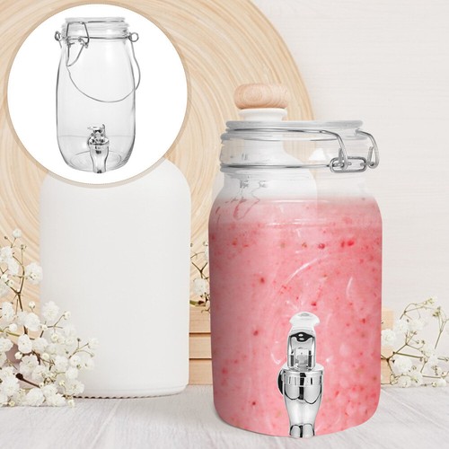 Barattolo Succo in Vetro con Rubinetto Dispenser Bevande Contenitore Bevande Rubinetto - Foto 11 di 12