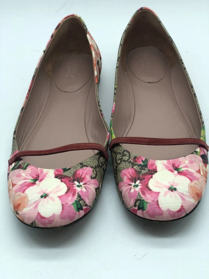 ZAPATOS PLANOS DE BALLET SIN CORDONES GUCCI GG SUPREME BLOOM BAYADERE PARA MUJER TALLA 36 1/2 Foto 2 de 4