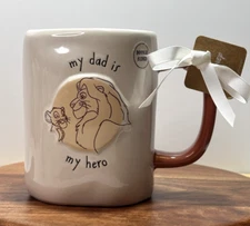 Rae Dunn Disney Simba & Mufasa My Dad Is My Hero Textured Ceramic Coffee Tea Mug