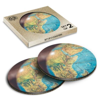 2 x Box Runde Untersetzer - Kugel Kugel Erde Planet Karte #21614