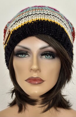 Hand Knits 2 Live Slouch Hat Beanie Fair-isle Hearts  Designer Faux Fur Pom Pom Hand Knits 2 Love Slouch Hat Beanie Cap Fair-isle Faux Fur  main image 4
