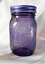 Ball Mason Jar "IMPROVED" PURPLE Pint 16oz " Collector's Edition "  Lid included