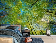 3D Green Trees ZHUA13930 Wallpaper Wall Murals Removable Self-adhesive Amy