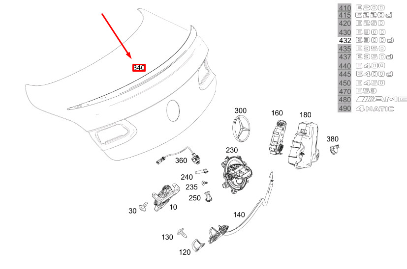 Mercedes-Benz E C238 Heckklappenspoiler A23879000009197 NEU 【未開封】gelato pique ポケモンスリープ プリン