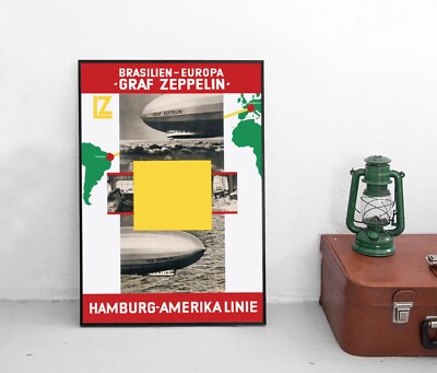 Poster Graf Zeppelin / Hamburg Amerika Linie / Plakat / 1930er / Luftfahrt
