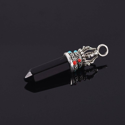 48x11mm Prism Natural Stone Gemstone Tibetan Silver Charms Crafts Pendants - Picture 6 of 11