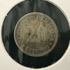 1874-D  GERMANY SILVER 20 PFENNIG  NICE COIN