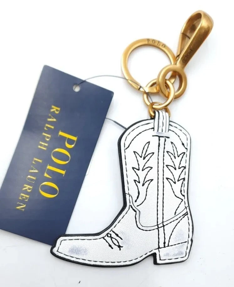 Polo Ralph Lauren Llavero/Anillo Latón/Cuero Bota Vaquera Blanco Bordado Foto 2 de 4