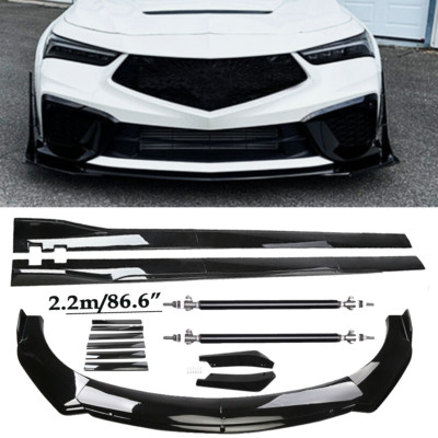 Front Bumper Spoiler Body Kit /Side Skirt/Strut Glossy Black For Acura Integra