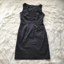 Ann Taylor Black Ruffle Sheath Bodycon Dress