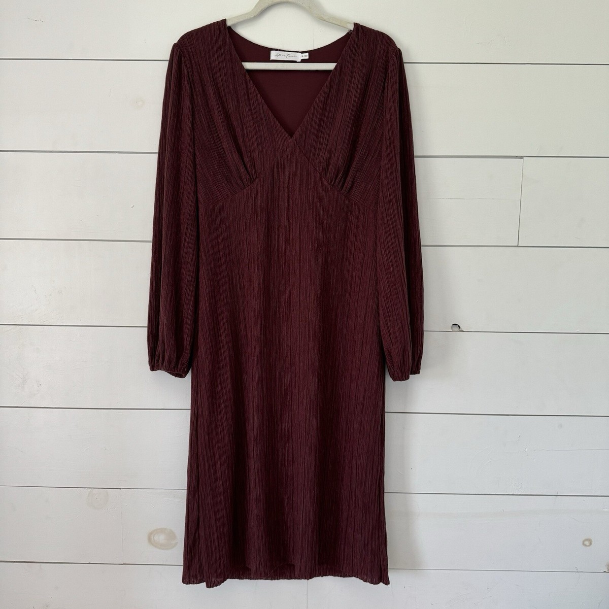 long sleeve midi green dress Blue Long Sleeve Midi Dress – FARM Rio