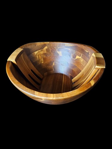 Lipper International 1174 Large Acacia Wave Salad Bowl - Picture 2 of 12