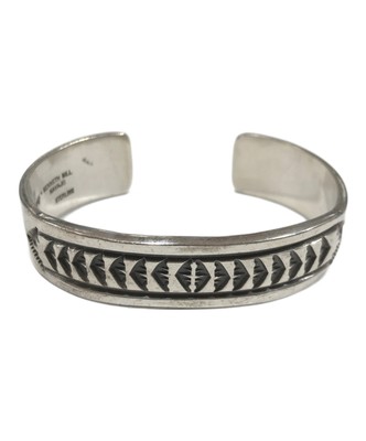 Navajo Stampwork Bangle Indian Jewelry Mary KENNETH BILL SILVER925 