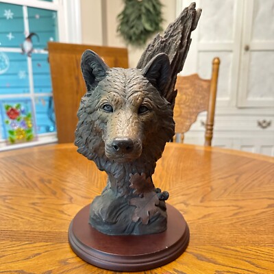 VTG Tim Wolfe Signed Sculpture Wolf Portrait RV PATINA 2004  356/1250 #2054 READ