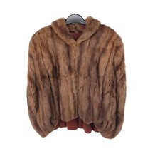 George Knies Fur Cape Womens Small Vintage Mink Shawl Coat 40s Lined Soft Stole