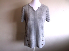 Button Notch Neck Ribbed T-Shirt Casual Sz XL NWOT
