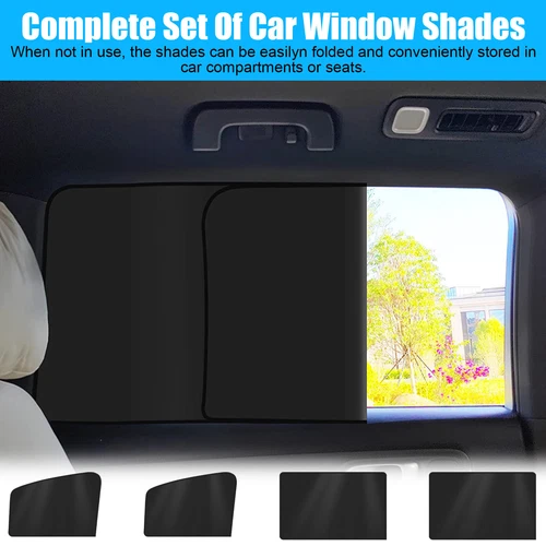 4PCS Magnetic Car Side Window Shade Curtain Front And Rear UV Protection Set - Foto 3 di 16