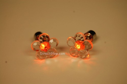 DirectGlow LED Lighted Multicolor Flower Stud Glow in the Dark Light Up Earrings - Picture 8 of 14