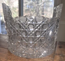 Antique ABP American Brilliant Cut Glass Crystal 4”T Ice Bucket 5.5”T 6” Diam