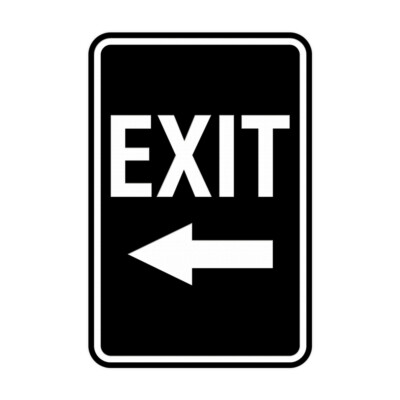 Portrait Round Exit Left Arrow Sign